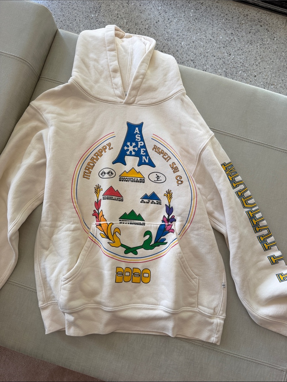 Madhappy Cream Aspen Graphic Hoodie with Multicolor Print